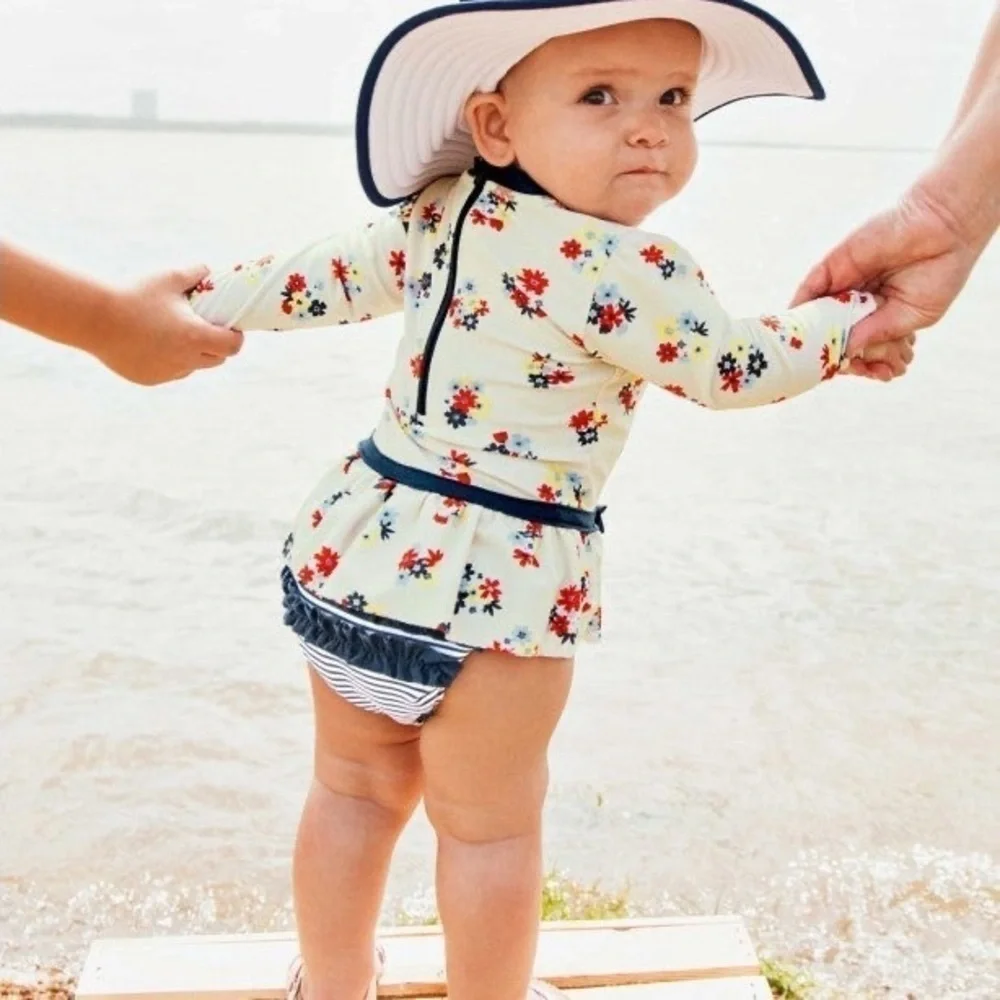 Ruffle Butts Petal Parade 1-Pc. Rash Guard 0/3m